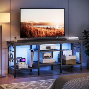 Pinmoco 55" LED TV Stand w/ Open Storage Shelves (Black) $49.98 + Free Shipping