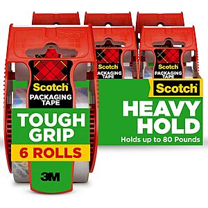 6-Pack Scotch Tough Grip Packing Tape, Clear (1.88 in. x 22.2 yd.) $9.66 + Free Shipping w/ Prime or on $35+