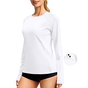 Viodia Women's UPF 50+ Long Sleeve Rash Guard Swim Shirt w/ Pockets (Various) $8.99 + Free Shipping w/ Prime or on $35+