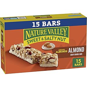 [SnS, AC] $27.76 | 8 × 15-Pack 1.2-Oz Nature Valley Granola Bars (Almond) ($3.47 each) at Amazon