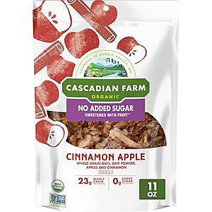 [SnS, AC] $24.11* | 9 × 11-oz Cascadian Farm Organic Granola (Cinnamon Apple Cereal) ($2.68 each) at Amazon