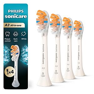 Philips Sonicare A3 All-in-One, 4 Pack, White or Black, $33.12 w/subcribe & save