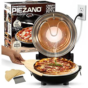 PIEZANO 12" Indoor Electric Pizza Oven w/ Ceramic Stone & Pizza Peel - Amazon Prime Exclusive $84.99