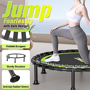 Foldable Mini Trampoline, 36"/40"/48" Rebounder Trampoline for Adults, 440lbs Capacity Indoor Fitness Workout Exercise Equipment $47.49
