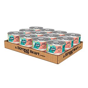 Prime, 5.5 oz Cans (Pack of 24), A Strong Heart Canned Wet Cat Food, Salmon Dinner Paté -Made in The USA, + more flavors, $12.79