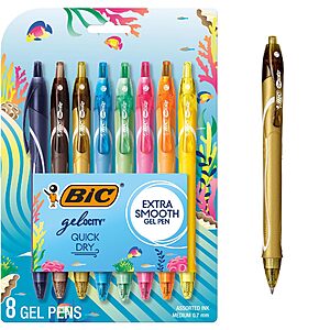 Prime, BIC Gelocity Quick Dry Ocean Themed Gel Pens, Medium Point (0.7mm), 8-Count Gel Pen Set, Colored Gel Pens, $5.79
