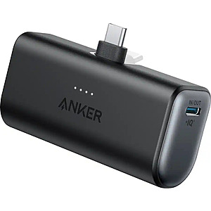 Anker Nano Power Bank (5,000mAh, 22.5W) w/ Built-in Foldable USB-C Connector (Black) $10 + FS