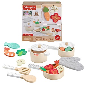 Fisher-Price 19-Piece Wooden Pots & Pans Kitchen Pretend Play Set $14.49 + Free Shipping