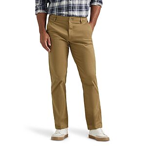 $14.83: Lee Men's Extreme Motion Flat Front Regular Straight Pant, Bronze (Various Sizes 30Wx30L-42Wx32L)