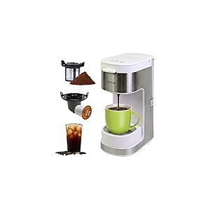 Kenmore Single Serve Coffee Maker – Compatible with Keurig K‑Cup Pods & Ground Coffee - (In White or Red) - $39.99