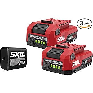 SKIL PWR CORE 12 12V 2.0Ah USB-C Battery & 20W Charger Starter Kit w/ 2 Batteries $49.99 + Free Shipping