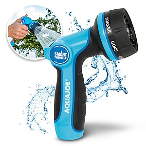 Aqua Joe AJHN102 Heavy-Duty Metal Multi-Function Hose Nozzle with Smart Throttle and 7 Sprayer Patterns $17.58