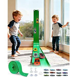 15' Fitnovo Flexible Race Track w/ 12-Pack 1:64 Cars & Suction Cups $9.95 + Free Shipping w/ Prime or on $35+