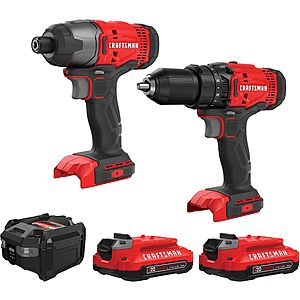 CRAFTSMAN V20 20V MAX Cordless Drill Driver & Impact Driver Combo Kit w/ 2 Batteries, Charger & Bag (CMCK200C2) $99.00 + Free Shipping