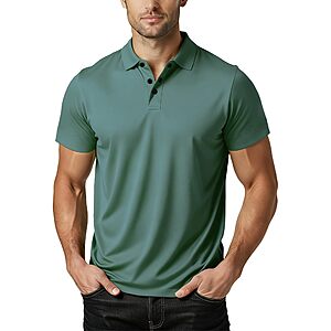 GREEN BKMBKM Polo Shirts for Men: Quick Dry Moisture Wicking High Elasticity Convenient Slim Fit Polo Runs Small Green