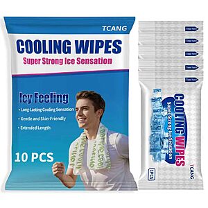[Prime] 10-Pack Alcohol-Free Cooling Wipe Towelettes (Green) $4.64 + Free Shipping