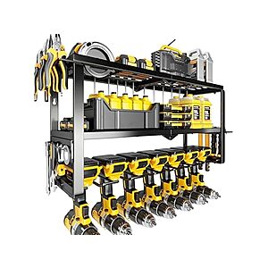 $26.99: Hipidian Power Tool Organizer Wall Mount- 300lb Capacity 3-Tier Storage Rack with 7 Drill Holders at Woot!