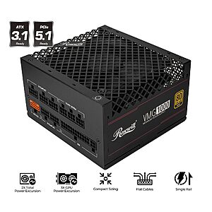 Rosewill VMG1000 1000W 80+ Gold ATX 3.1 Full Modular Power Supply w/ PCIe 5.1 12V-2x6 Connector $62.99 + Free Shipping
