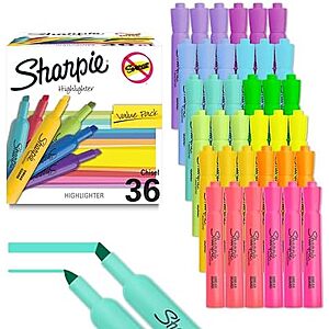 [SnS] $12.53 | 36 Count Sharpie Tank Highlighters, Chisel Tip, 12 Assorted Fashion Colors at Amazon