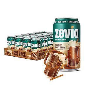[SnS] $15.48* | 24-Pack 12-Oz Zevia Zero Sugar Creamy Root Beer Soda at Amazon