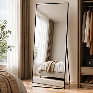 $38.99: BEAUTYPEAK 64"x21" Full Length Mirror Rectangle Body Dressing Floor Standing Mirrors, Black at Walmart
