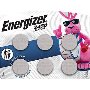 [S&S]6-Pack Energizer CR2450 3V Lithium Coin Battery $9.91 + Free S&H w/ Prime or $35+