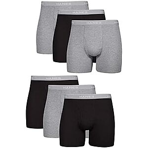 $11.08* | 6-Pk Hanes Men's Boxer Briefs (Black/Gray) at Amazon