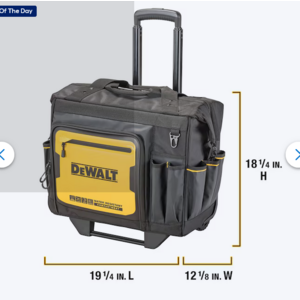 DEWALT Black - Yellow Polyester 12.125-in W x 18.25-in D x 19.25-in L Zippered Rolling Tool roll Large | DWST560107 $99
