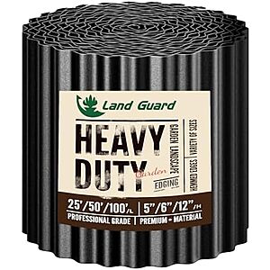 $25.99* | Land Guard 6"x50' Corrugated Garden Edging Border (Black or Silver) at Amazon