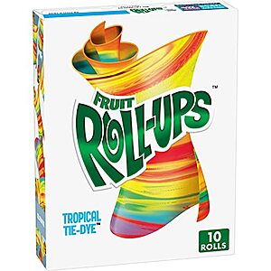 [SnS, AC] $2.03 | 10-Count 0.5oz. Fruit Roll-Up Fruit Flavored Snack (Tropical Tie Die) at Amazon