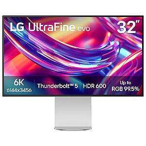 $1199.99: LG 32U990A-S 32-Inch Ultrafine 6K (6144 x 3456) Nano IPS Black Thunderbolt 5 Professional Monitor, 60Hz at Amazon