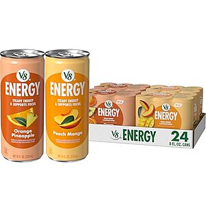 [SnS] $12.30 | 24-Count 8-Oz V8 +Energy Juice Energy Drinks (Peach Mango and Orange Pineapple) at Amazon