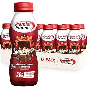 [SnS] $18.27* | 12-Pack 11.5-Oz Premier Protein Indulgence 30g Protein Shake (Chocolate Covered Strawberry) at Amazon