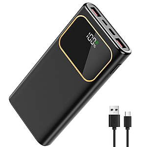 Portable Charger, 20000mah Power Bank, 22.5W Fast Charging Battery Pack with Usb-c/Usb-a Output, Digital Display Portable Phone Charger $18.59
