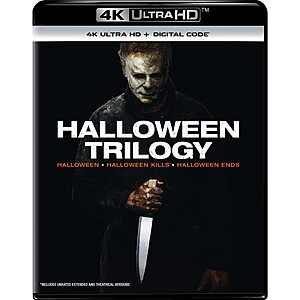 $25.99: Halloween Trilogy (Halloween / Halloween Kills / Halloween Ends) - 4K Ultra HD + Digital [4K UHD] at Amazon