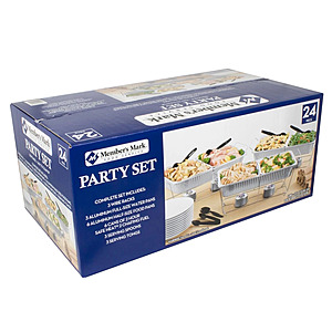 Member's Mark 24-Piece Party Chafing / Serving Set with 6-Safe Heat Fuel, 6-Food Pans, 2-Water Pans, 3-Wire Racks, Spoons, and Tongs + Free Shipping $11.04