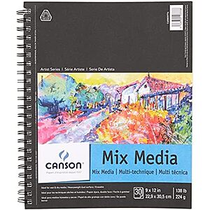 $8* | 30-Sheets Canson Artist Series Mixed Media Paper Wirebound Pad (9x12 inches) at Amazon