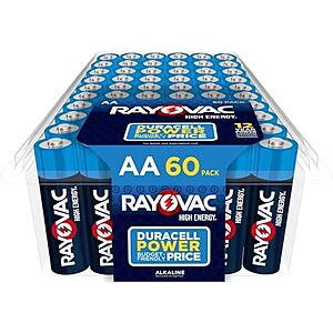 [SnS, AC, YMMV] $9.67* | 60-Ct Rayovac AA Alkaline Batteries at Amazon