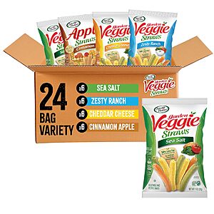 [S&S, AC] $11.19: 24-Pack Sensible Portions Veggie Straws Garden Snacks Variety Pack, Sea Salt, Ranch, Cheddar, Apple Cinnamon