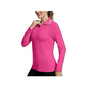 Ggov Women Golf/Tennis Polo Shirts Long Sleeve Workout Tops UPF 50+ Sun Protection Quick Dry Lightweight - Many Colors and Sizes - $6.99