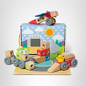 Melissa & Doug Blockables™ Vehicles Snap and Play, Mix and Match Connectable Wooden Building Blocks Play Set Toy for Preschool Boys and Girls (54 Pcs)