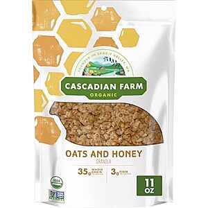 [SnS, AC] $24.11* | 9 × 11oz. Cascadian Farm Organic Granola Cereal Resealable Pouch (Oats and Honey) ($2.68 each) at Amazon