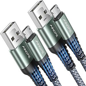 [AC] $6.99* | 2 × 2-Count AINOPE 6.6' USB-A to Micro USB Braided Charging Cables (Grey) ($3.50 each) at Amazon