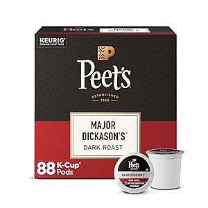 [SnS] $35.08 | 4-Pack 22-Count Peet's Coffee K-Cup Pods (Major Dickason's Blend, Dark Roast) at Amazon