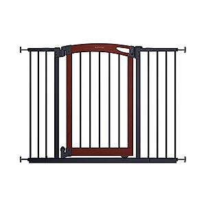 Summer Essex Craft Baby Gate - Solid Wood Cherry Stain Arched Doorway, Charcoal Gray Metal Frame - 28” to 42” Wide - $33.99