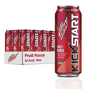 [S&S] $12.83: Mountain Dew Kickstart Fruit Punch 16 fl oz (12 Count) $12.82