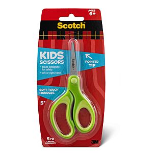 $2 AMAZON FS Prime or $35 Scotch Kids Pointed Tip Scissors with Soft Touch, 5 Inches (1442P)