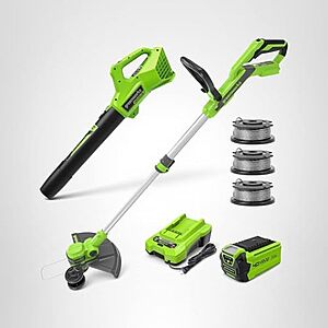 $129.99* | Greenworks 40V 13-Inch Cordless String Trimmer/Edger and Leaf Blower Combo Kit + 3 Bonus Spools, 2.0Ah Battery and Charger Included at Amazon