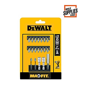 DEWALT Maxfit 1 in. Carbon Steel Driving Bit Set (19-Pieces) with Bit Holder, $4.05, free shipping, Home Depot