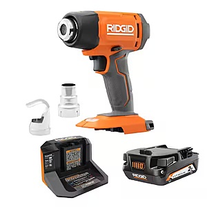 RIDGID 18V Cordless Compact Heat Gun Kit with 2.0 Ah Battery and Charger $64.5